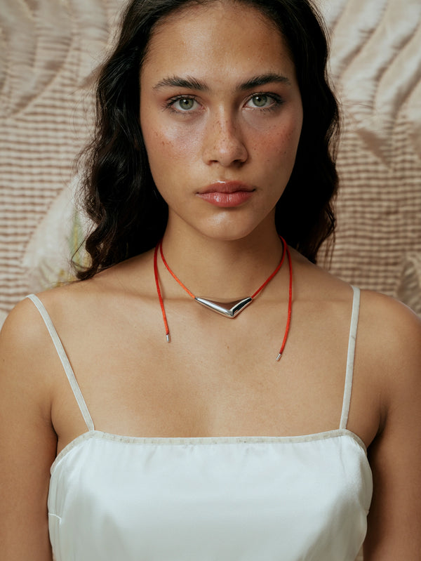ATELIER ZIGGY - KOLYE - Muska Pendant/Red Satin/Shiny - shopi go'da!.