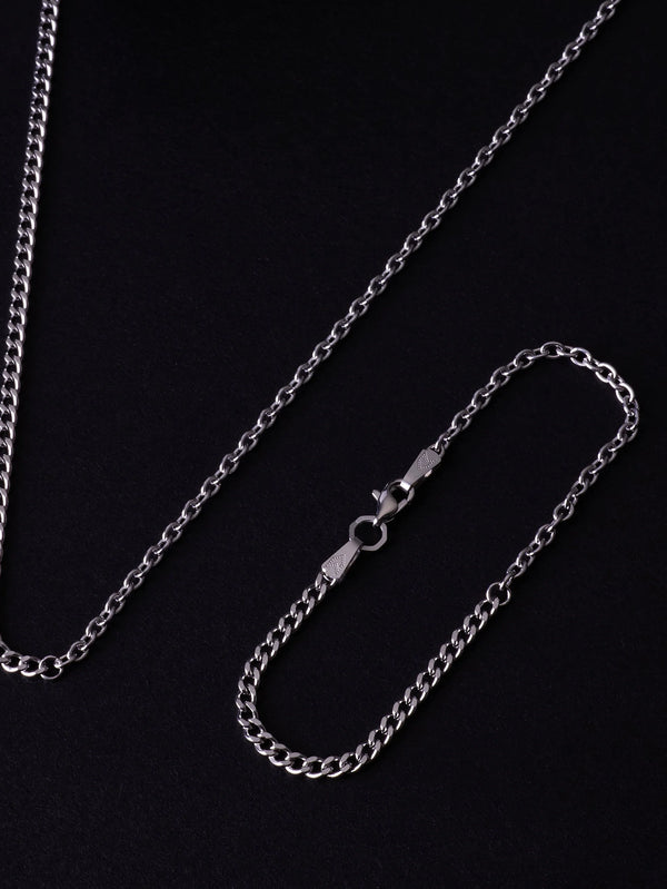 ATOLYEWOLF - BİLEKLİK - Curb and Cable Bracelet in Silver - shopi go'da!.