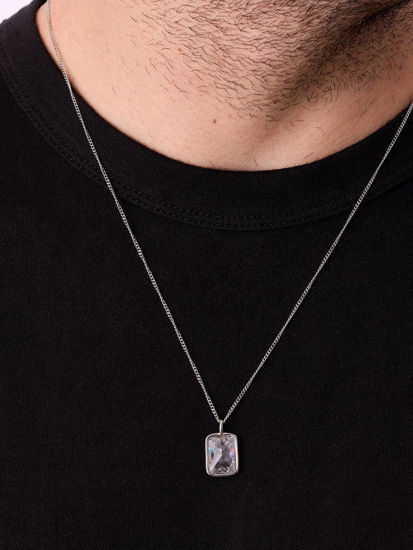 ATOLYEWOLF - KOLYE - White Stone Neklace in Silver - shopi go'da!.