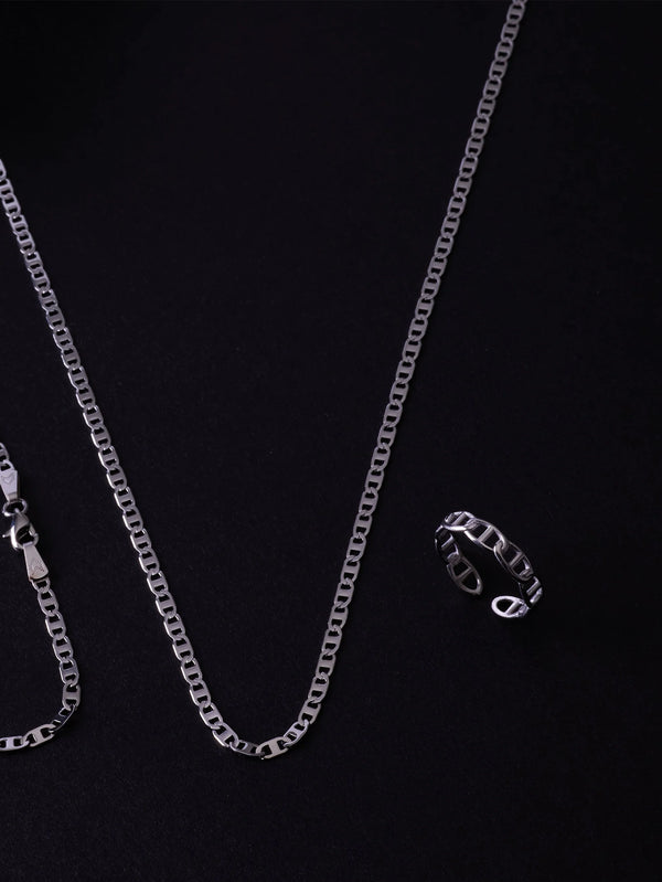 ATOLYEWOLF - YÜZÜK - Bar Chain Ring in Silver - shopi go'da!.