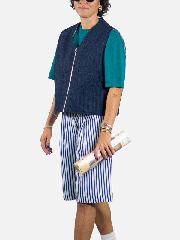 BE.MURPHY - YELEK - Zipper Vest - Navy - shopi go'da!.