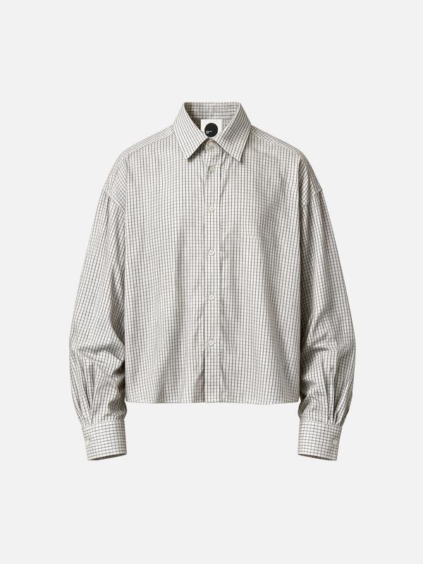 shopi go Kitami Oversize Shirt - White&Black Checkered – önden görünüm