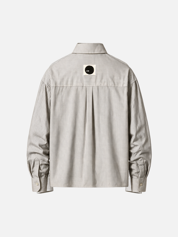 shopi go Kitami Oversize Shirt - White&Black Checkered – White&Black Checkered, arka görünüm