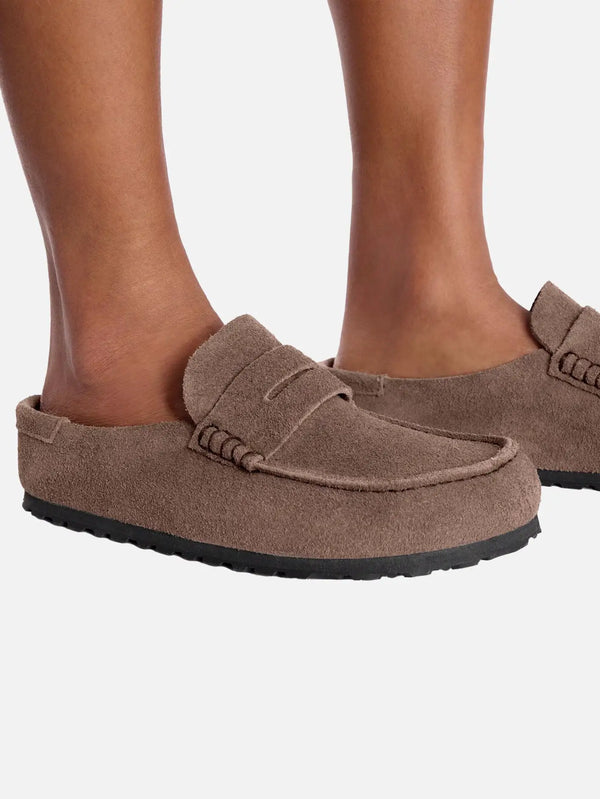 BIRKENSTOCK Naples 2.0 Suede Leather - Concrete Gray - Slippers TERLİK
