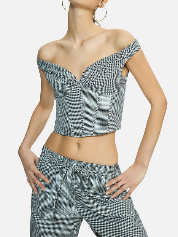 Bree Black Gingham Corset Top