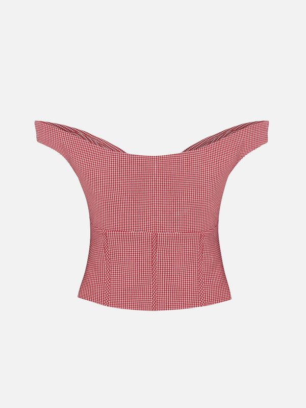 Bree Red Gingham Corset Top