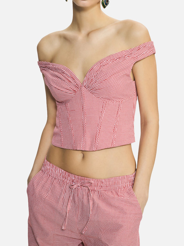 Bree Red Gingham Corset Top