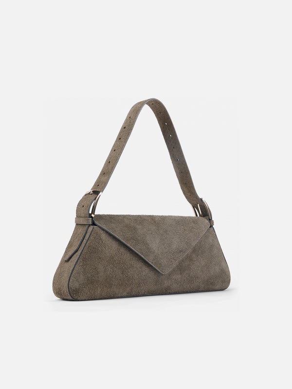 CAMPERLAB - ÇANTA - Kirje Suede Handbag - Dark Gray - shopi go'da!.