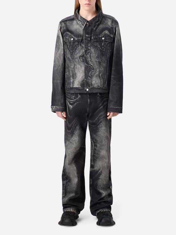 CAMPERLAB - CEKET - Distorted Print Denim Jacket - Grey - shopi go'da!.