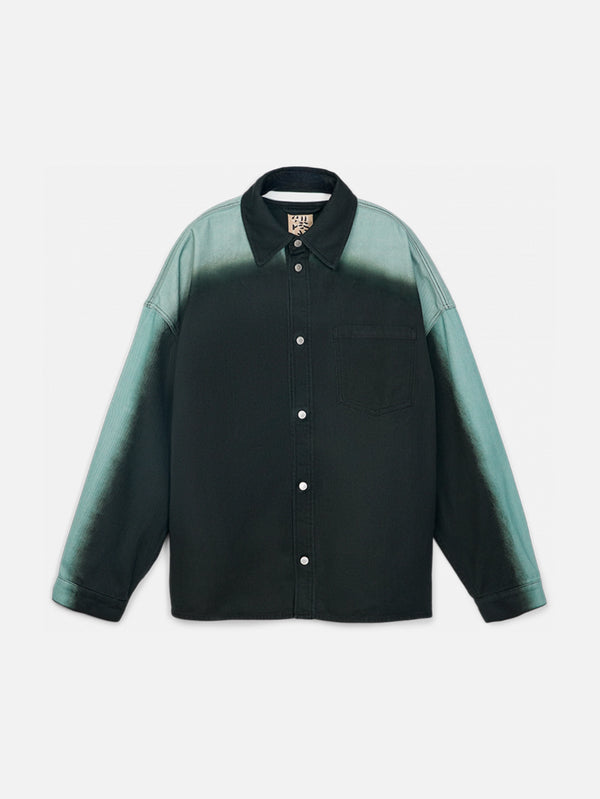 CAMPERLAB - GÖMLEK - Spray Print Denim Shirt - Black - shopi go'da!.