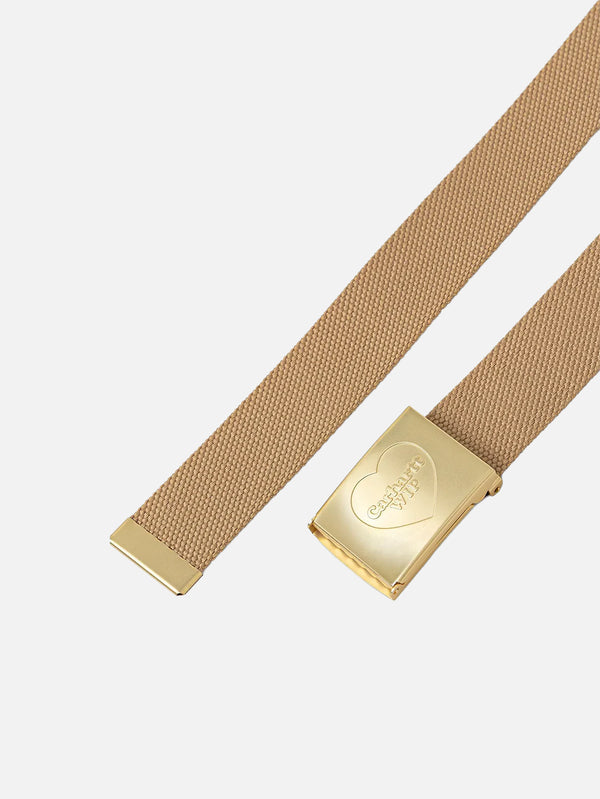 CARHARTT WIP - KEMER - Heart Clip Belt - Dusty h Brown/Gold - shopi go'da!.