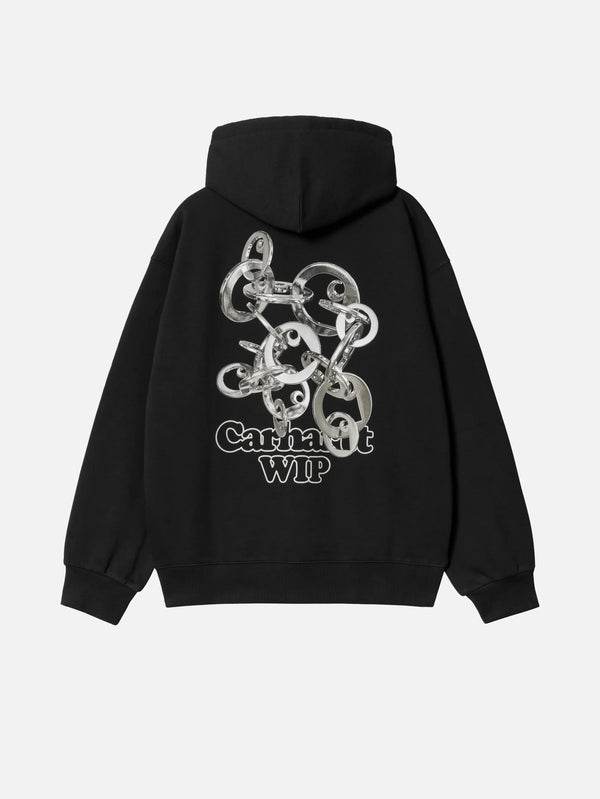 CARHARTT WIP - SWEATSHIRT - Hooded Charm Link Sweat - Black/Silver Stone Washed - shopi go'da!.