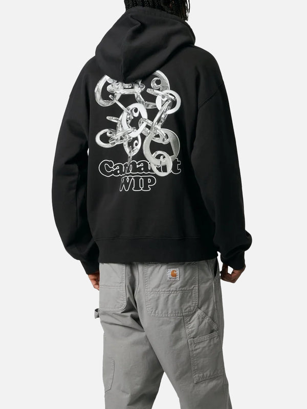 CARHARTT WIP - SWEATSHIRT - Hooded Charm Link Sweat - Black/Silver Stone Washed - shopi go'da!.