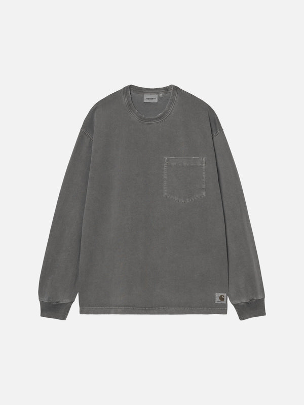 CARHARTT WIP - T-SHIRT - L/S Torion Pocket T-Shirt - Black Grind Wash - shopi go'da!.