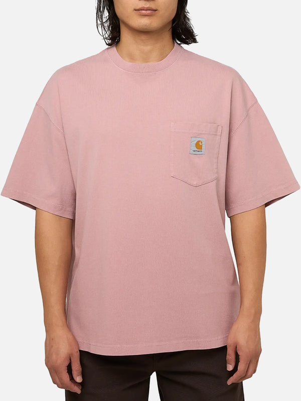 CARHARTT WIP - T-SHIRT - S/S Hudson Pocket T-Shirt - Daphne Chalk Wash - shopi go'da!.