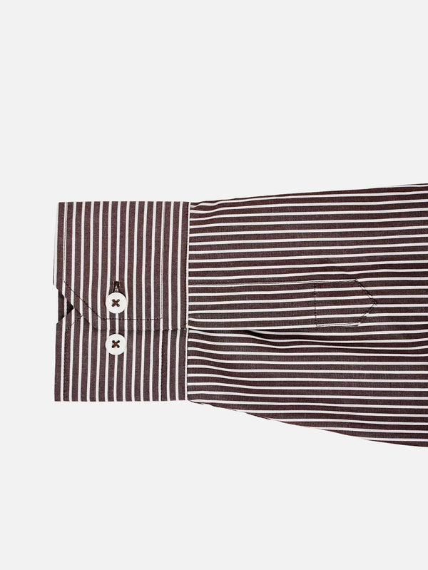 SHOPI GO Sumida Boxy Shirt - Dark Brown & White - Kategorize edilmemiş GÖMLEK
