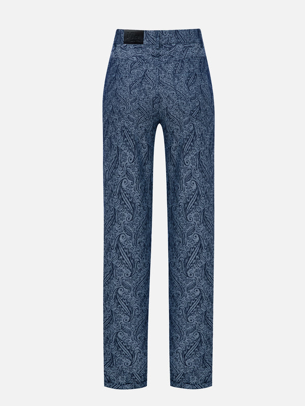Clarte Dark Blue Patterned Denim Trousers
