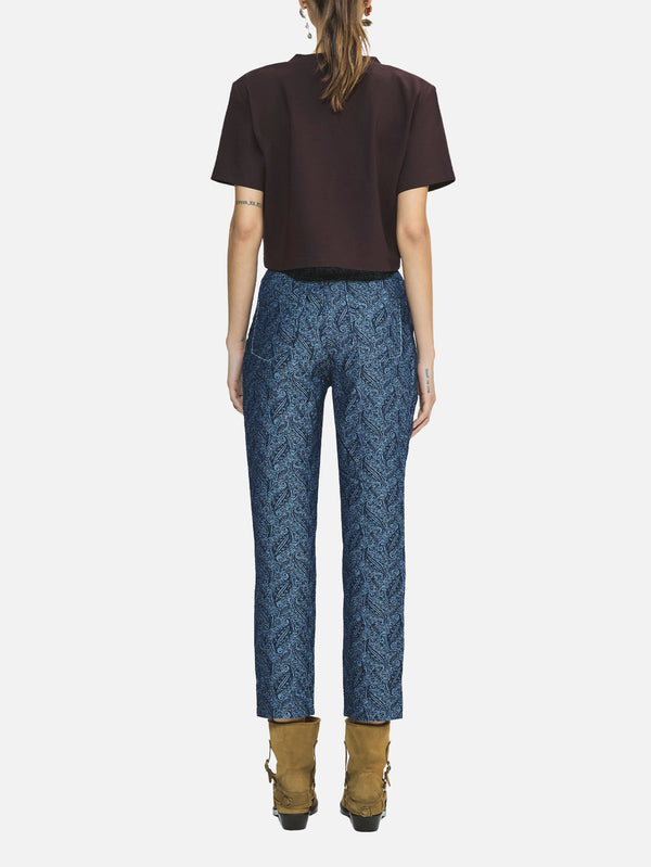 Clarte Dark Blue Patterned Denim Trousers