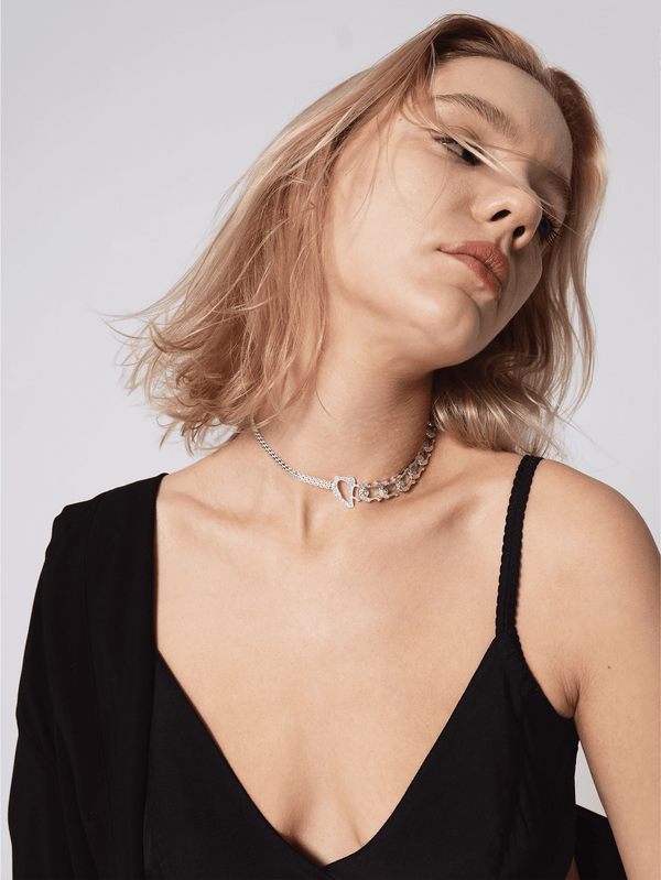 CLOSURE - KOLYE - Ethereal 925 Carat Choker Necklace - Silver - shopi go'da!.