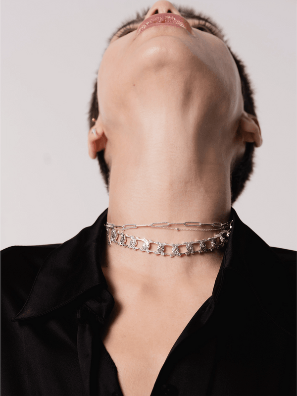 CLOSURE - KOLYE - Ethereal 925 Carat Choker Necklace - Silver - shopi go'da!.