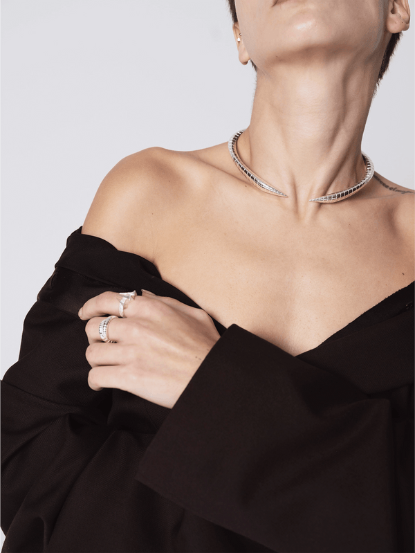 CLOSURE - KOLYE - Viper 925 Carat Cuff Necklace - Silver - shopi go'da!.