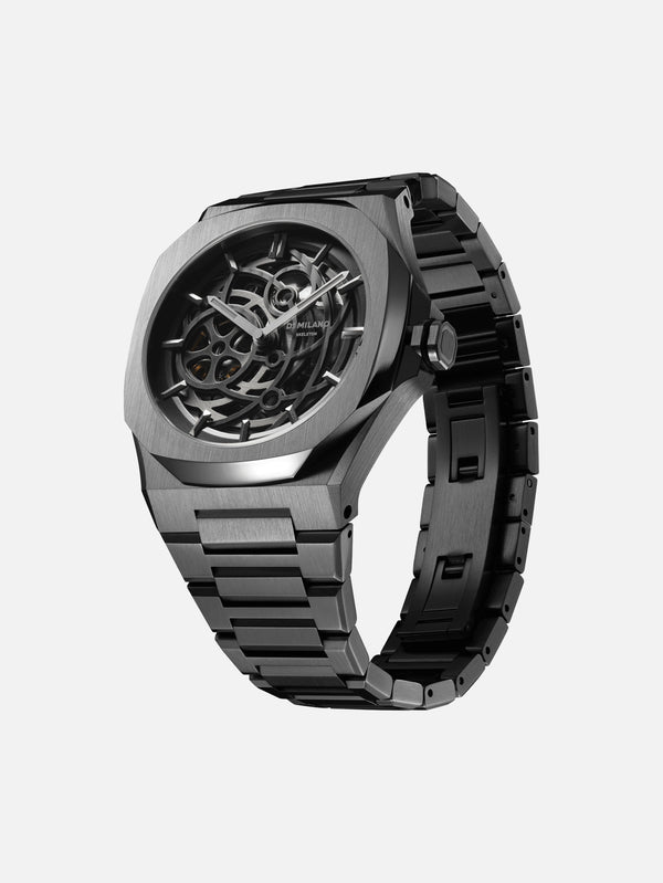 D1 MILANO - KOL SAATİ - Gun Metal Skeleton Bracelet 41.5 mm - shopi go'da!.