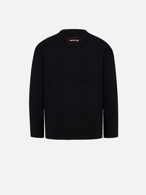 SEVDRUS Fly Card Fitted Long Sleeve Tee – Black, arka görünüm