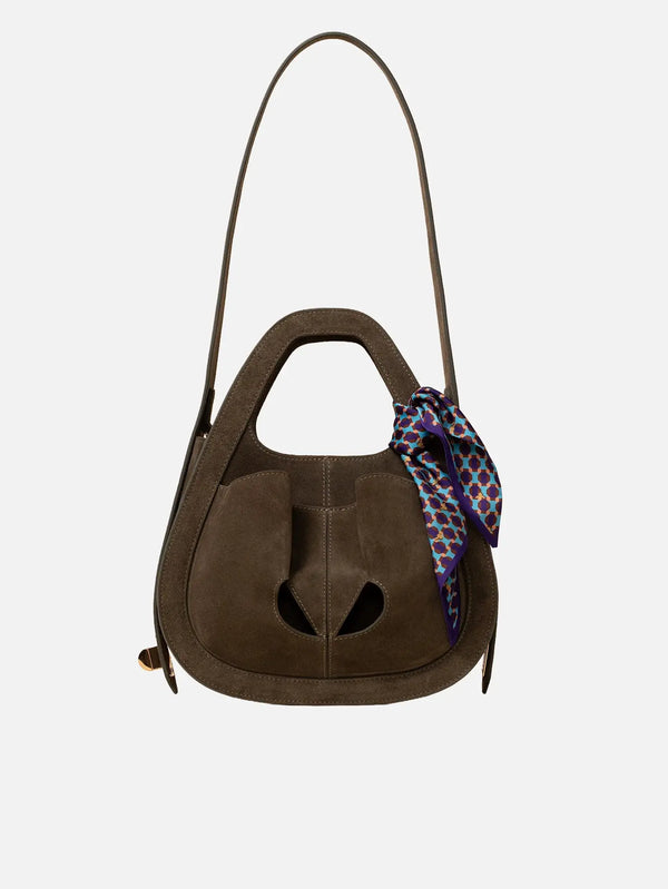 SERENA CARJEN The Carjen - Olive – Olive, önden görünüm, süet dokulu, eşarp bağlı