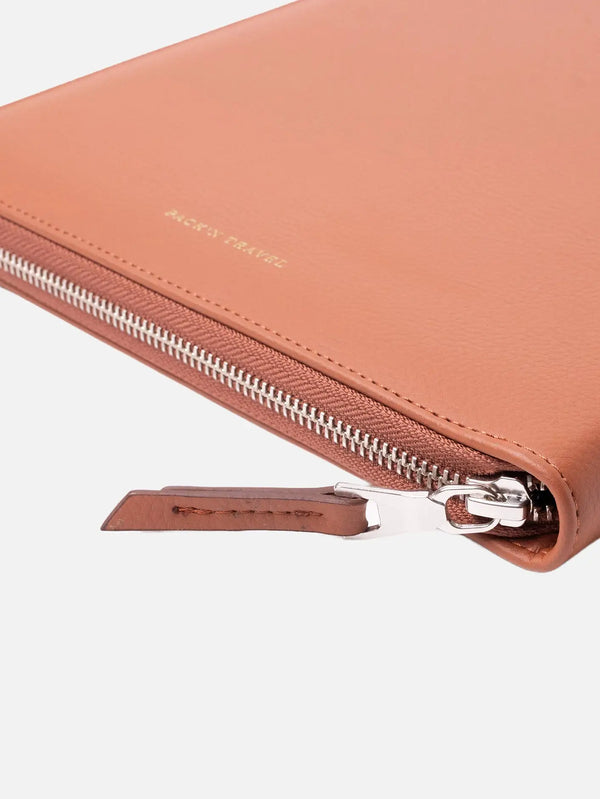 PACK'N TRA iPad Kılıfı - Terrakota – Terrakota, yakından görünüm ve fermuar detayı