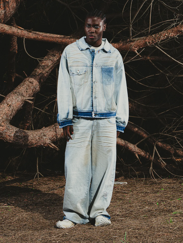 SHOPI GO Kurashiki Denim Disress Jacket - Blue - Uncategorized CEKET