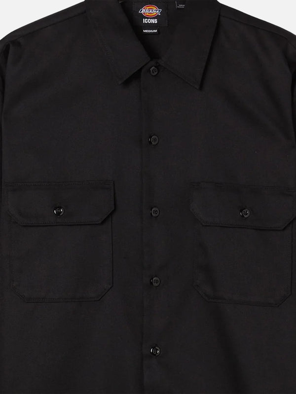 DICKIES - GÖMLEK - Work Shirt LS Rec - Black - shopi go'da!.