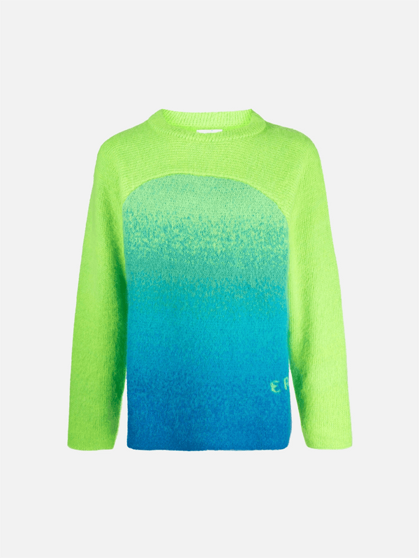 ERL - KAZAK - Gradient Rainbow Sweater - Green/Blue - shopi go'da!.