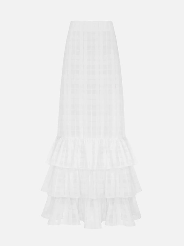 MI MAGIC LOVE Flow White Plaid Skirt – beyaz, önden görünüm