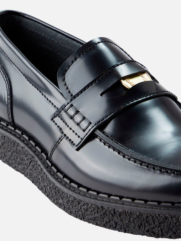 FRED PERRY - AYAKKABI - Fred Perry x George Cox Leather Penny Loafer - Black - shopi go'da!.