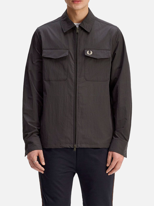 FRED PERRY - CEKET - Zip Through Overshirt - Anchor Grey - shopi go'da!.