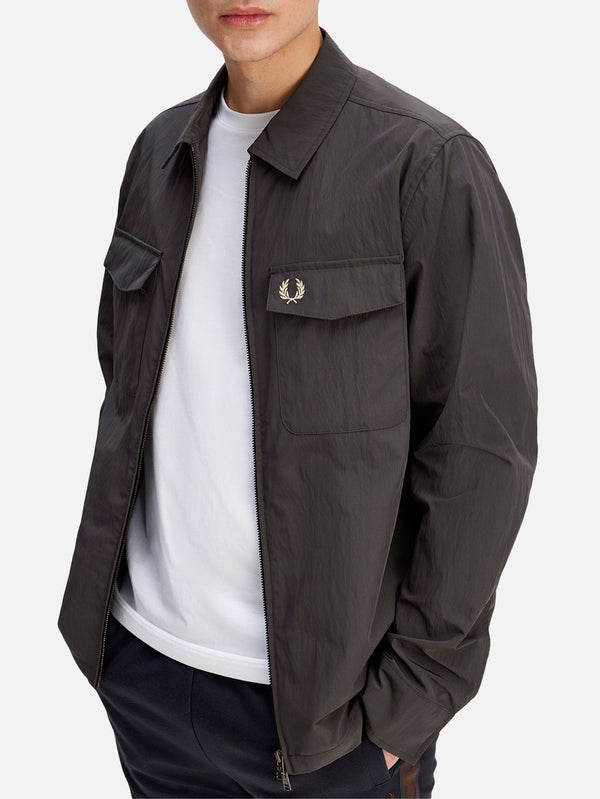 FRED PERRY - CEKET - Zip Through Overshirt - Anchor Grey - shopi go'da!.