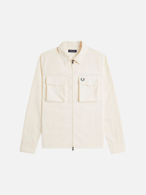 FRED PERRY - CEKET - Ripstop Pocket Overshirt - Ecru - shopi go'da!.