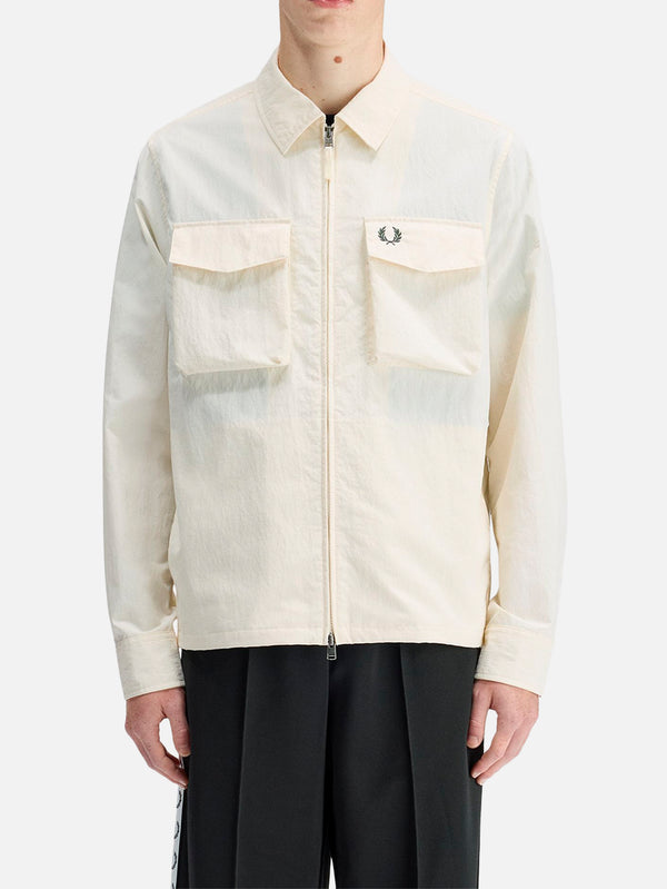 FRED PERRY - CEKET - Ripstop Pocket Overshirt - Ecru - shopi go'da!.