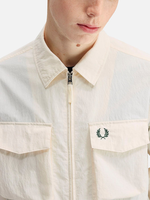 FRED PERRY - CEKET - Ripstop Pocket Overshirt - Ecru - shopi go'da!.