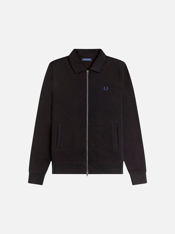 FRED PERRY - CEKET - Zip Through Collared Sweatshirt - Black - shopi go'da!.