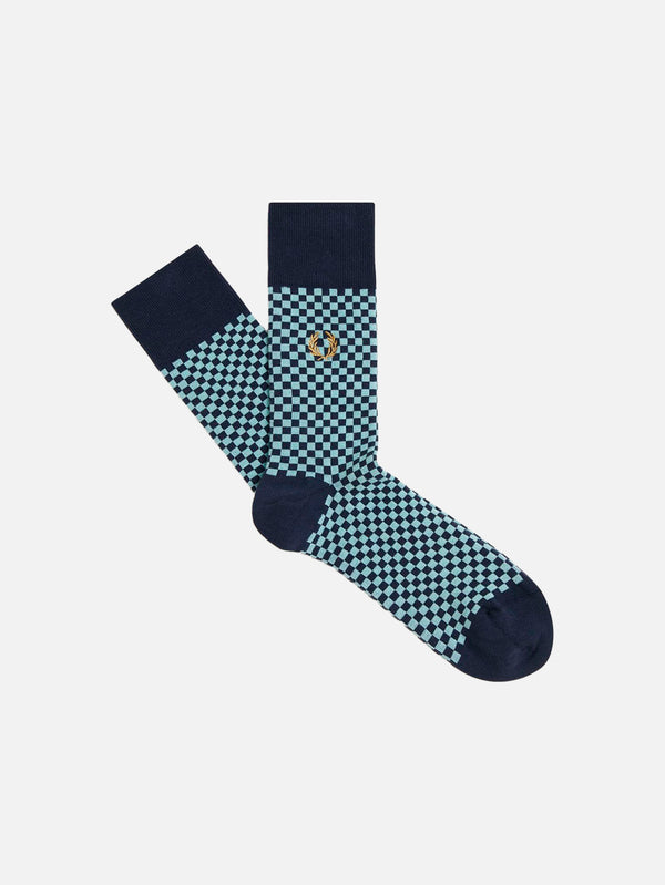 FRED PERRY - ÇORAP - Micro Chequerboard Sock - Dark Airforce - shopi go'da!.