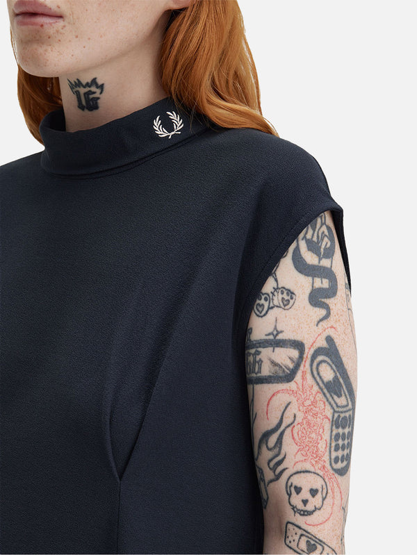 FRED PERRY - ELBİSE - Sleeveless Crepe Dress - Black - shopi go'da!.