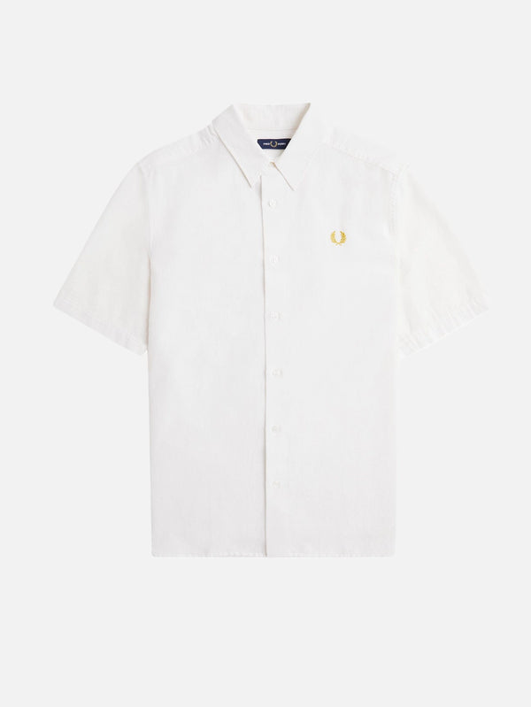 FRED PERRY - GÖMLEK - Textured Seersucker Shirt - White - shopi go'da!.