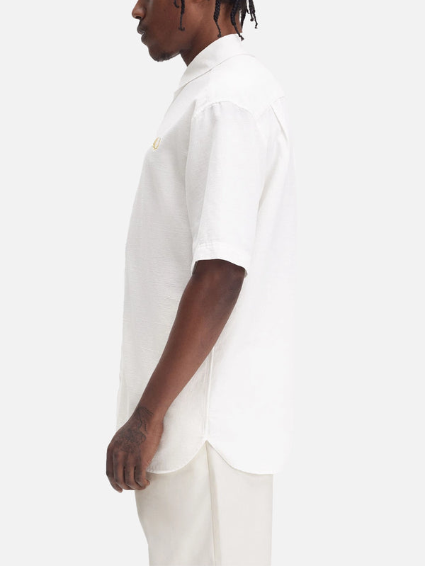 FRED PERRY - GÖMLEK - Textured Seersucker Shirt - White - shopi go'da!.