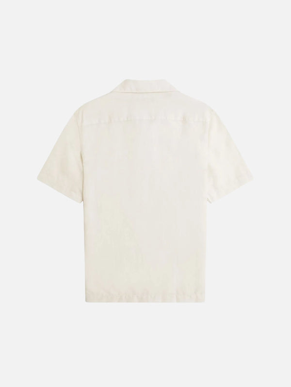 FRED PERRY - GÖMLEK - Jacquard Linen Blend Shirt - Light Ecru - shopi go'da!.