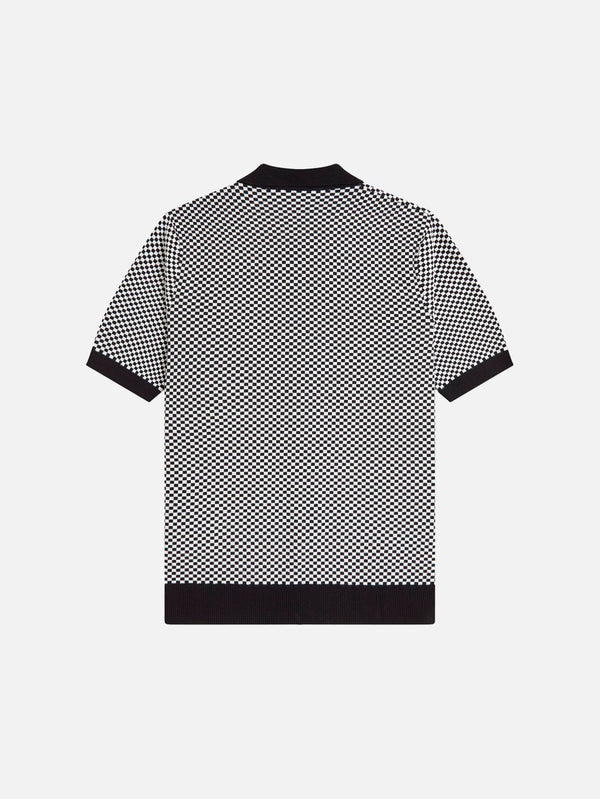 FRED PERRY - GÖMLEK - Chequerboard Button Thru Shirt - Black - shopi go'da!.