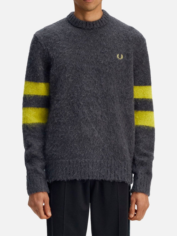 FRED PERRY - KAZAK - Chunky Tipped Sleeve Jumper - Anchor Grey - shopi go'da!.