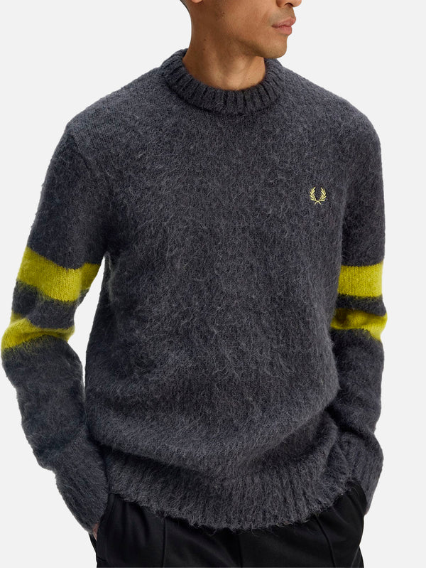 FRED PERRY - KAZAK - Chunky Tipped Sleeve Jumper - Anchor Grey - shopi go'da!.