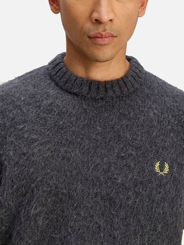 FRED PERRY - KAZAK - Chunky Tipped Sleeve Jumper - Anchor Grey - shopi go'da!.