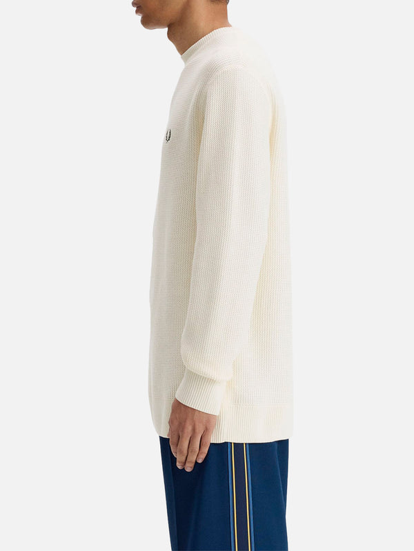 FRED PERRY - KAZAK - Textured Jumper - Ecru - shopi go'da!.